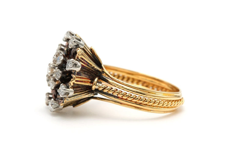 Bague 49 Bague des années 50 en or jaune 18 carats, diamants taille brillant 58 Facettes 22899