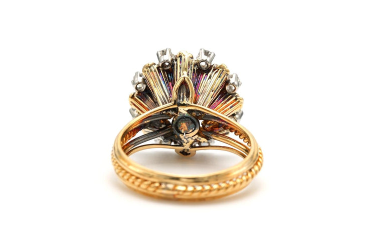 Bague 49 Bague des années 50 en or jaune 18 carats, diamants taille brillant 58 Facettes 22899