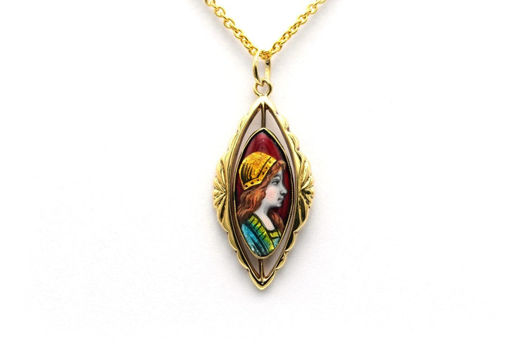 Pendentif Pendentif Art déco en or jaune 18 carats serti d’émail 58 Facettes 22960