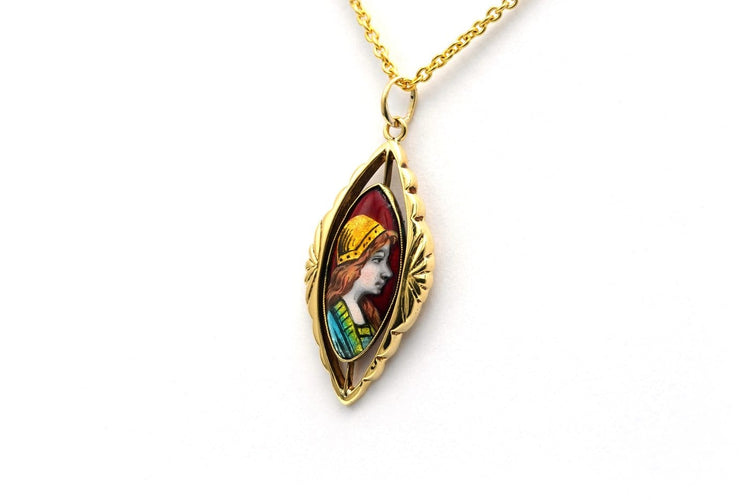 Pendentif Pendentif Art déco en or jaune 18 carats serti d’émail 58 Facettes 22960