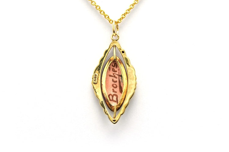 Pendentif Pendentif Art déco en or jaune 18 carats serti d’émail 58 Facettes 22960