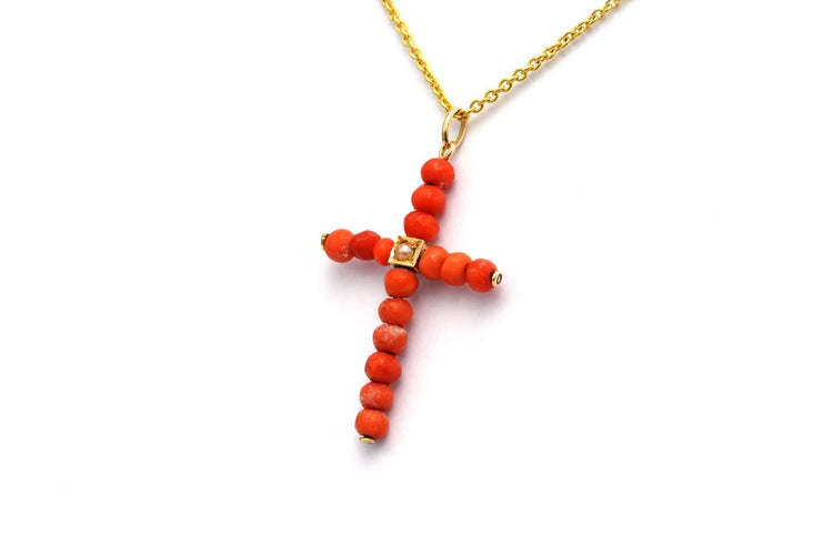Pendentif Art déco - Pendentif en or jaune 18 carats, corail et perle 58 Facettes 22966