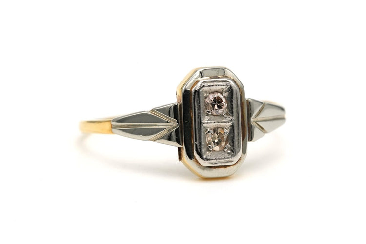 Bague 55 Art déco - Bague en or jaune et blanc 18 carats et diamants 58 Facettes B768