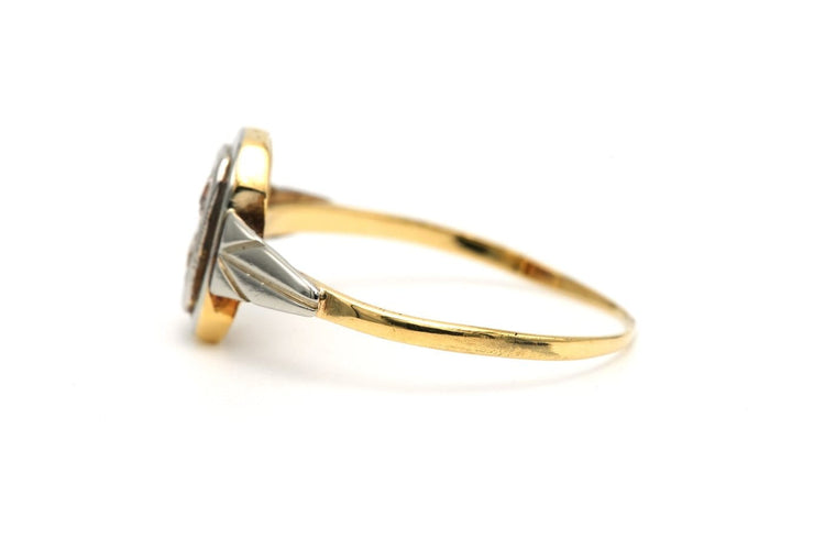 Bague 55 Art déco - Bague en or jaune et blanc 18 carats et diamants 58 Facettes B768