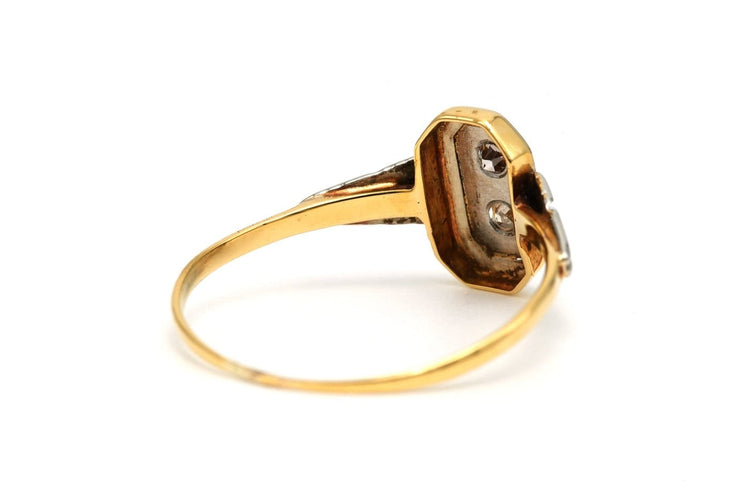 Bague 55 Art déco - Bague en or jaune et blanc 18 carats et diamants 58 Facettes B768