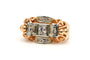 Bague 54 Bague Art Déco en or jaune et blanc 18 carats sertie de zirconiums 58 Facettes B769