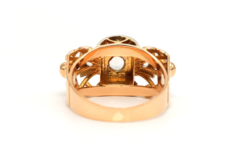 Bague 54 Bague Art Déco en or jaune et blanc 18 carats sertie de zirconiums 58 Facettes B769