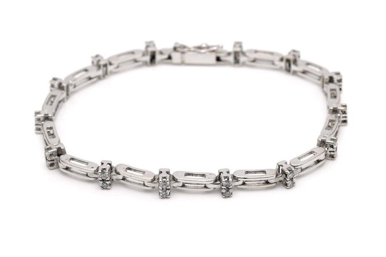 Bracelet contemporain en or blanc et diamants 58 Facettes B777