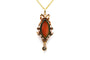 Art Nouveau - Pendentif en or jaune, camée coquillage, perles et strass 58 Facettes B793