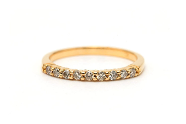 Bague 51 Alliance demi-américaine en or jaune 18 carats et diamants 58 Facettes 23232