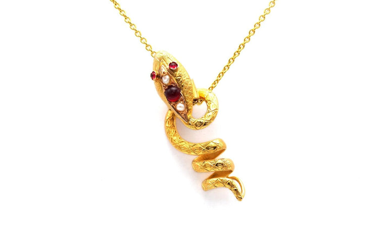 Pendentif Art Nouveau - Pendentif en or jaune 18 carats, rubis et perles 58 Facettes 23270