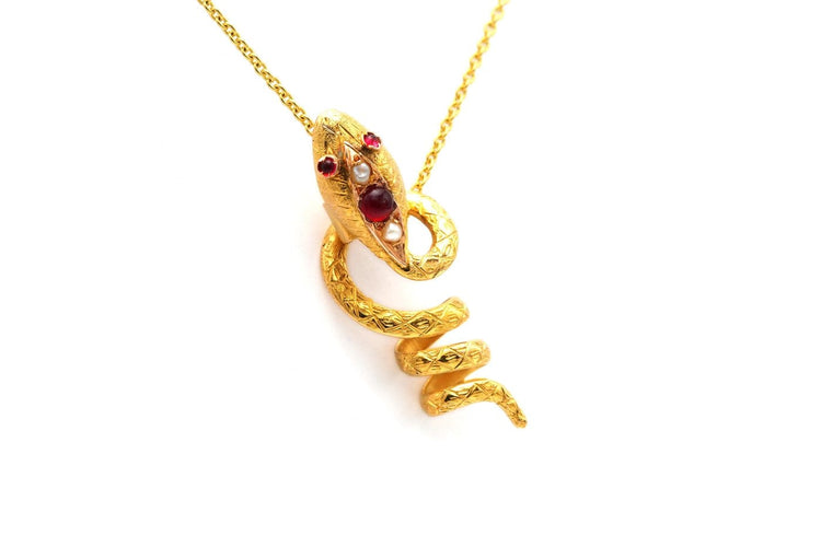 Pendentif Art Nouveau - Pendentif en or jaune 18 carats, rubis et perles 58 Facettes 23270