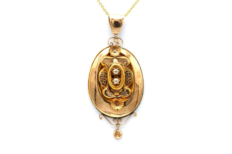 Napoléon III - Pendentif en or jaune 18 carats et perles 58 Facettes 23350