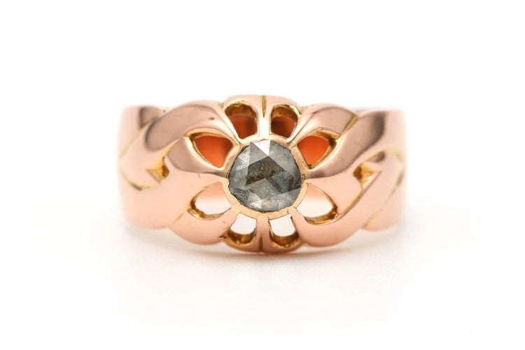 55 Art Déco - Bague en or jaune 18 carats et diamant taille rose 58 Facettes B804