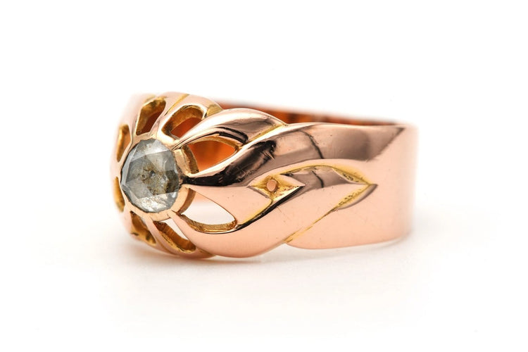 55 Art Déco - Bague en or jaune 18 carats et diamant taille rose 58 Facettes B804