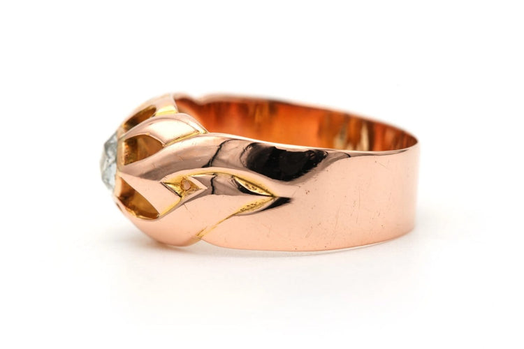 55 Art Déco - Bague en or jaune 18 carats et diamant taille rose 58 Facettes B804