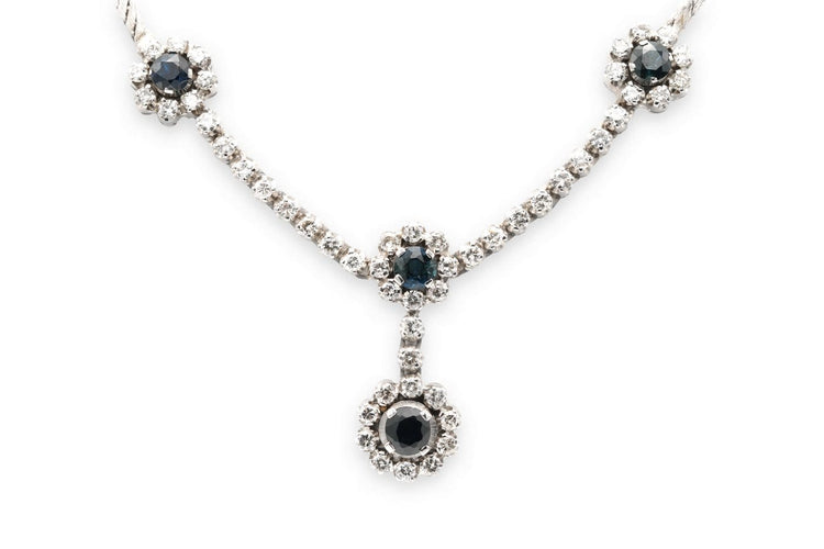 Collier Années 70 - Collier en or blanc, saphirs et diamants 58 Facettes 23301