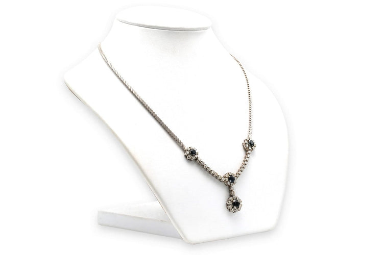 Collier Années 70 - Collier en or blanc, saphirs et diamants 58 Facettes 23301