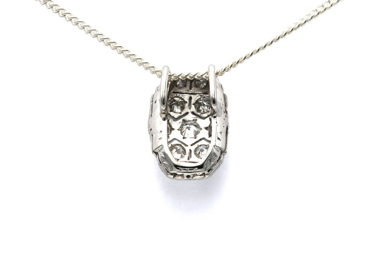 Pendentif Pendentif Art déco en or blanc 18 carats, saphirs et diamants taille brillant 58 Facettes 23414