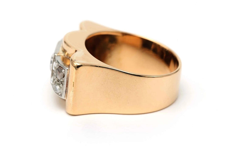 57 Art Déco - Bague en or jaune et blanc 18 carats et diamants 58 Facettes 23290