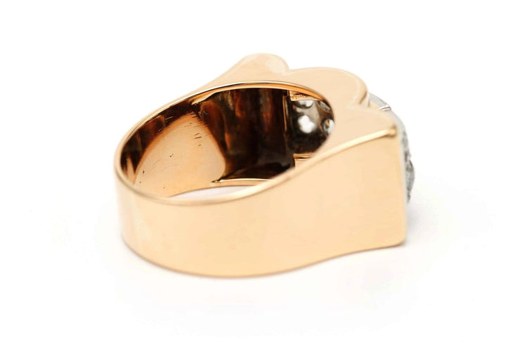 Bague 57 Art Déco - Bague en or jaune et blanc 18 carats et diamants 58 Facettes 23290