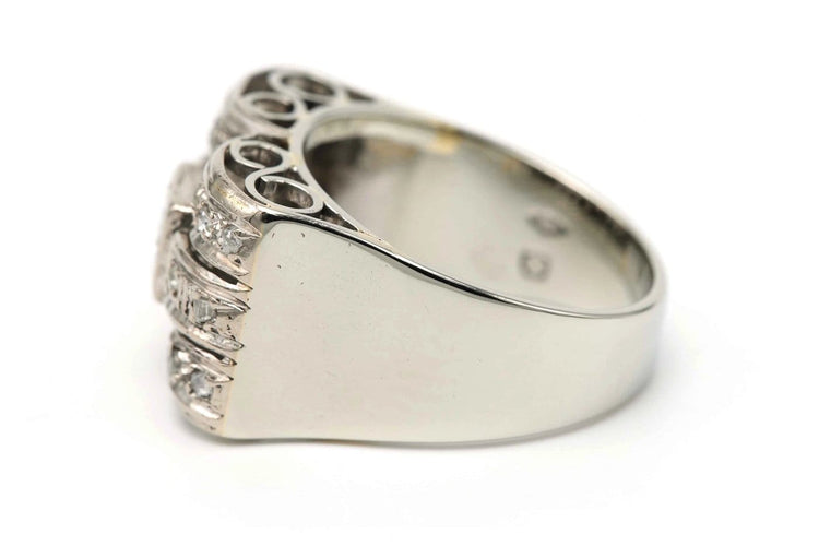 52 Art Déco - Bague en or blanc 18 carats et diamants 58 Facettes 23386