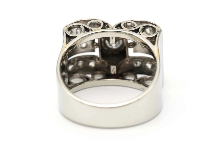 Bague 52 Art Déco - Bague en or blanc 18 carats et diamants 58 Facettes 23386