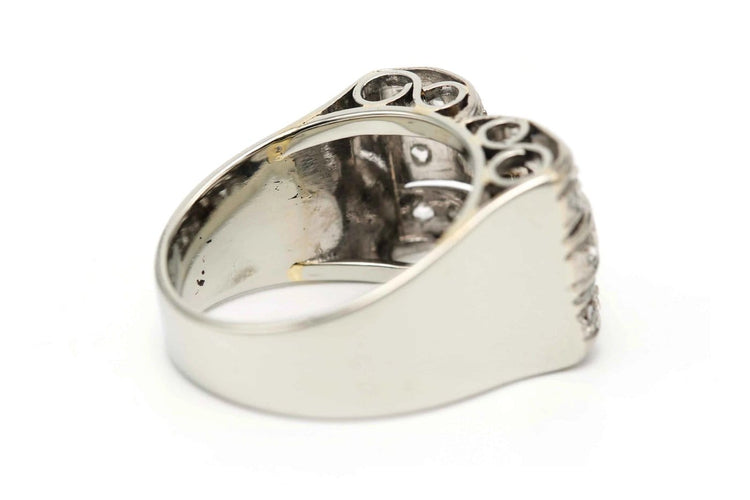 Bague 52 Art Déco - Bague en or blanc 18 carats et diamants 58 Facettes 23386