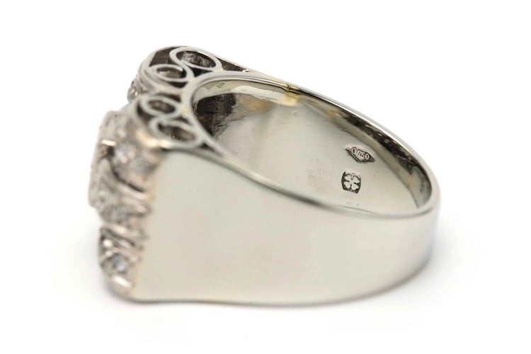 52 Art Déco - Bague en or blanc 18 carats et diamants 58 Facettes 23386