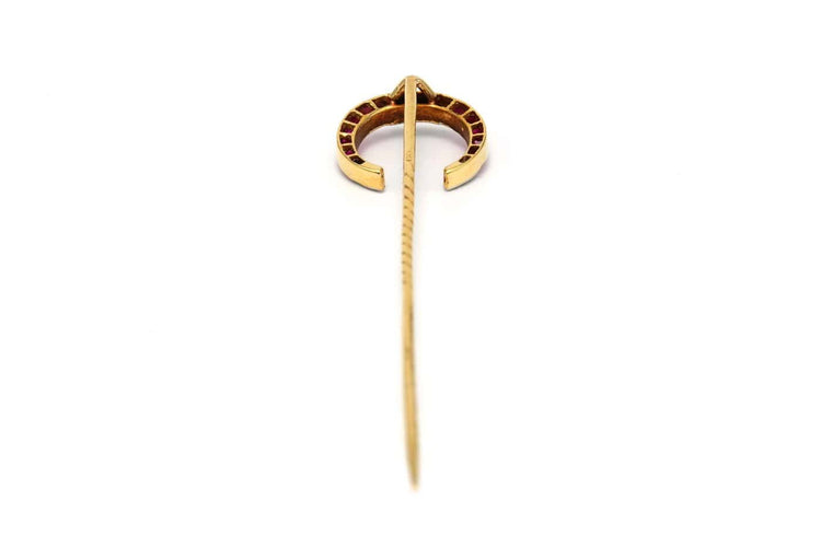 Broche Broche Art nouveau en or jaune 18 carats, rubis et diamants taille rose 58 Facettes B813
