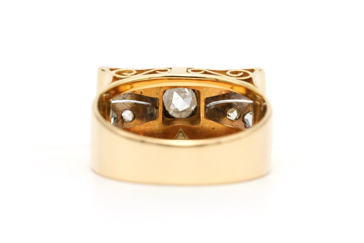 Bague 60 Art Déco - Bague en or jaune et blanc 18 carats et diamants taille rose 58 Facettes 23502
