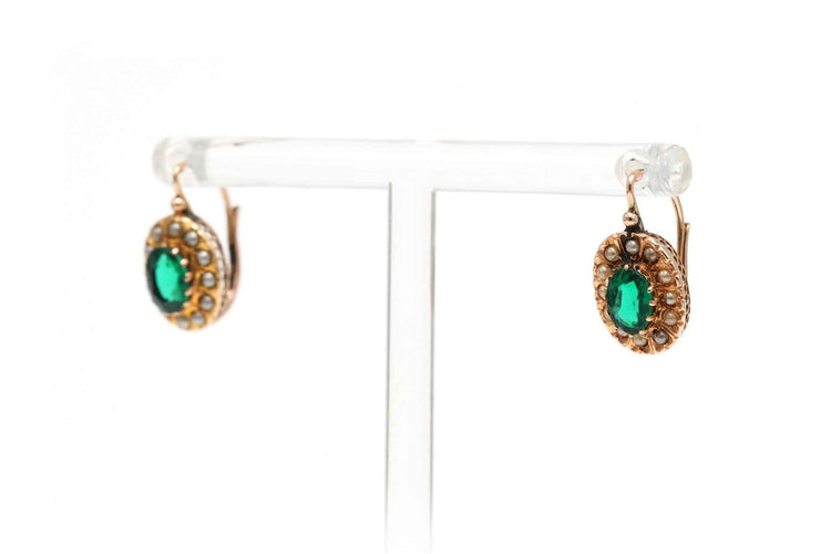Boucles d'oreilles Napoléon III - Boucles d'oreilles en or jaune, perles et cristal 58 Facettes 23543