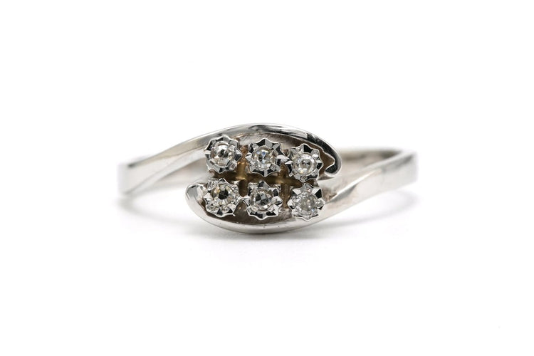 Bague 55 Bague années 70 en or blanc 18 carats et diamants 58 Facettes 23337