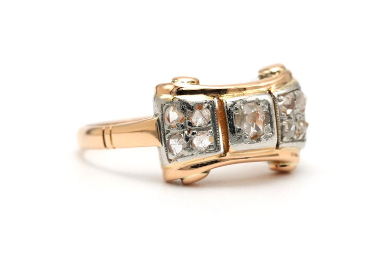 55 Art déco - Bague en or jaune 18 carats et diamants 58 Facettes B819