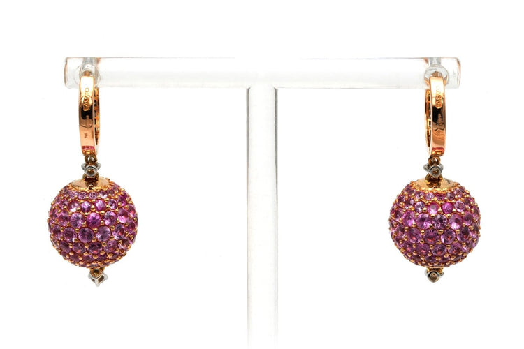Boucles d'oreilles Boucles d'oreilles contemporaines en or rose, saphirs roses et diamants 58 Facettes 23540