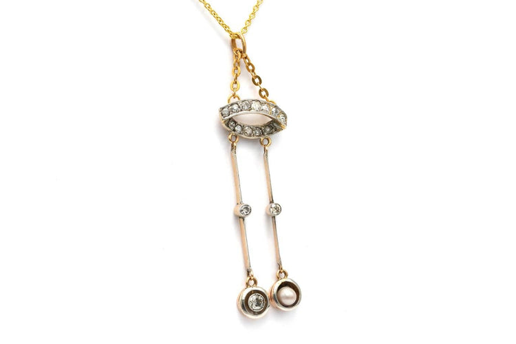 Pendentif Pendentif Art déco en or jaune 18 carats, diamants et perle 58 Facettes B831