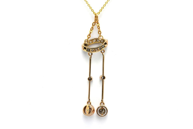 Pendentif Pendentif Art déco en or jaune 18 carats, diamants et perle 58 Facettes B831