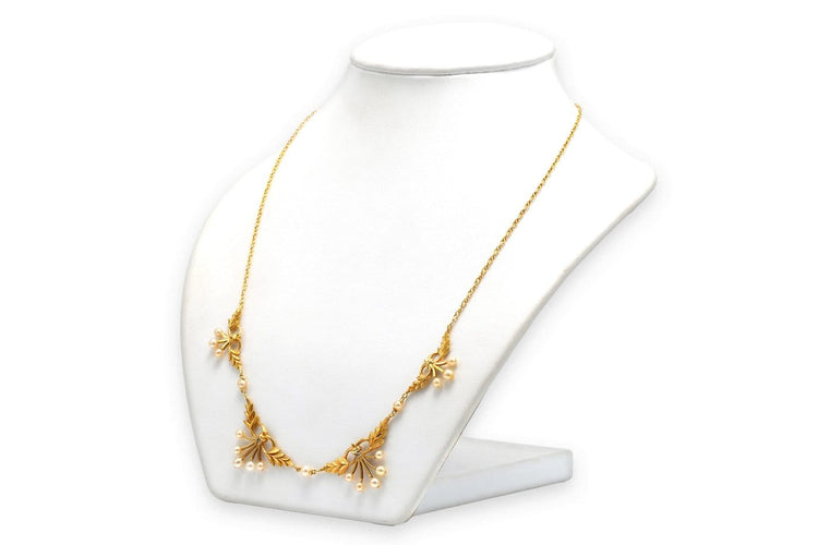 Collier Art Déco - Collier en or jaune 18 carats et perles 58 Facettes 23549