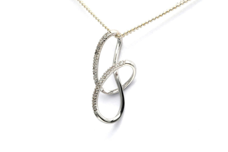 Pendentif Pendentif contemporain en or blanc 18 carats serti de diamants taille brillant (0,21 ct) 58 Facettes B833