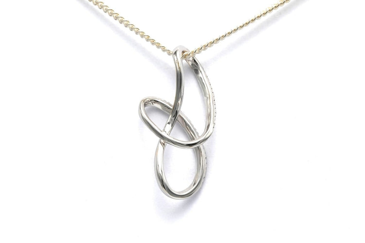 Pendentif Pendentif contemporain en or blanc 18 carats serti de diamants taille brillant (0,21 ct) 58 Facettes B833