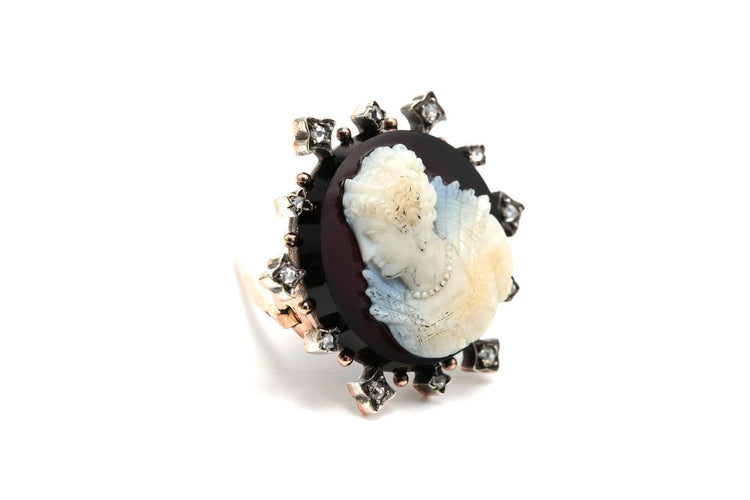 Broche Art Nouveau - Broche en or blanc, agate et diamants 58 Facettes B837