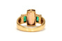 Bague 57 Bague contemporaine en or jaune 18 carats, topaze et émeraudes 58 Facettes 23581