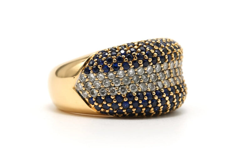 Bague 52 Bague contemporaine en or jaune, saphirs et diamants 58 Facettes 23694