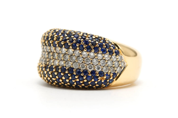 Bague 52 Bague contemporaine en or jaune, saphirs et diamants 58 Facettes 23694