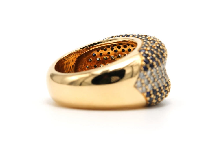 Bague 52 Bague contemporaine en or jaune, saphirs et diamants 58 Facettes 23694