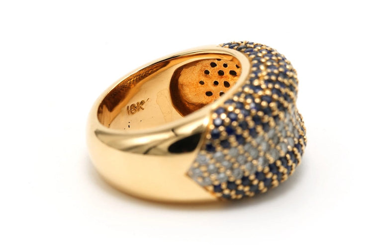 Bague 52 Bague contemporaine en or jaune, saphirs et diamants 58 Facettes 23694
