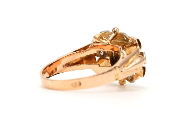 57 Art Déco - Bague en or jaune et or blanc 18 carats et diamants 58 Facettes 23706