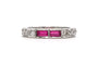 Bague 52 Alliance américaine des années 70 en or blanc 18 carats, rubis et diamants taille brillant 58 Facettes 23716