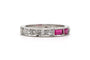Bague 52 Alliance américaine des années 70 en or blanc 18 carats, rubis et diamants taille brillant 58 Facettes 23716
