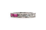Bague 52 Alliance américaine des années 70 en or blanc 18 carats, rubis et diamants taille brillant 58 Facettes 23716